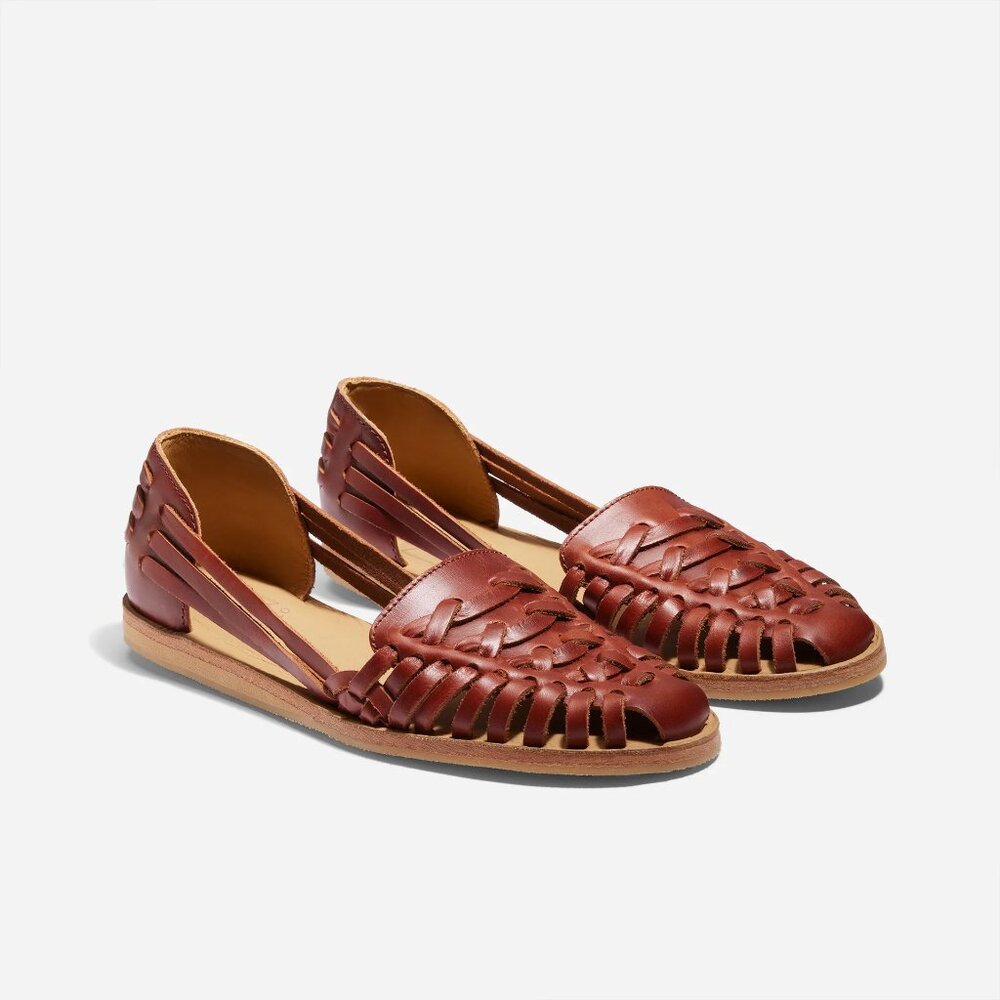 Nisolo Huarache Sandal 2.0 Brandy Handwoven Leather Memory Foam Size 7.5